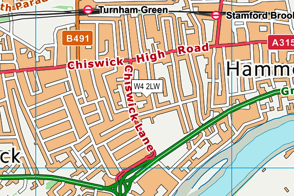 W4 2LW map - OS VectorMap District (Ordnance Survey)