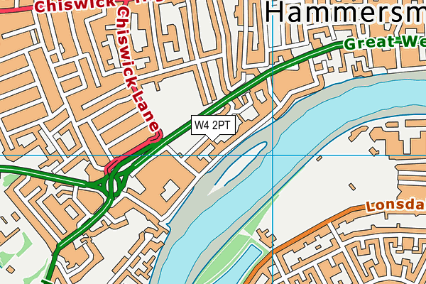 W4 2PT map - OS VectorMap District (Ordnance Survey)