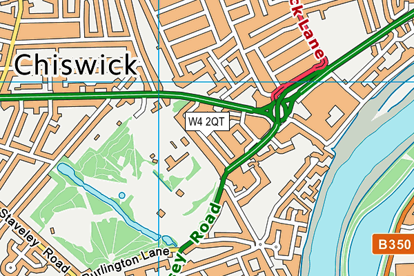 W4 2QT map - OS VectorMap District (Ordnance Survey)