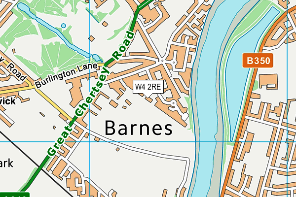 W4 2RE map - OS VectorMap District (Ordnance Survey)