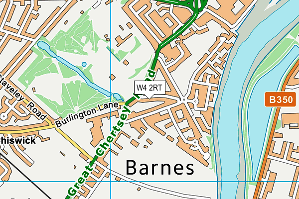 W4 2RT map - OS VectorMap District (Ordnance Survey)