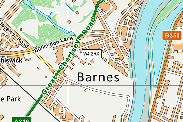 W4 2RX map - OS VectorMap District (Ordnance Survey)