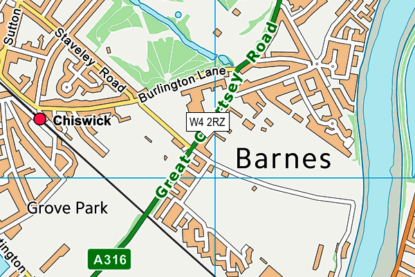 W4 2RZ map - OS VectorMap District (Ordnance Survey)