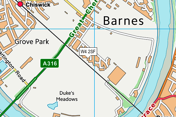 W4 2SF map - OS VectorMap District (Ordnance Survey)