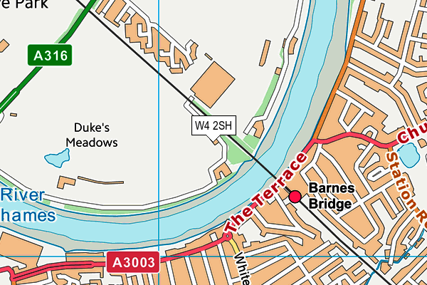 Barnes Hockey Club map (W4 2SH) - OS VectorMap District (Ordnance Survey)