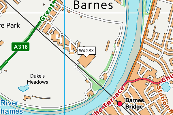 Virgin Active (Chiswick Riverside) map (W4 2SX) - OS VectorMap District (Ordnance Survey)