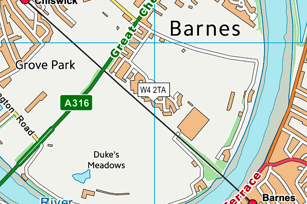 W4 2TA map - OS VectorMap District (Ordnance Survey)