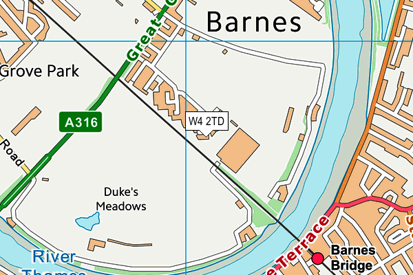 W4 2TD map - OS VectorMap District (Ordnance Survey)