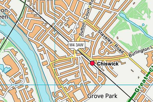 W4 3AW map - OS VectorMap District (Ordnance Survey)