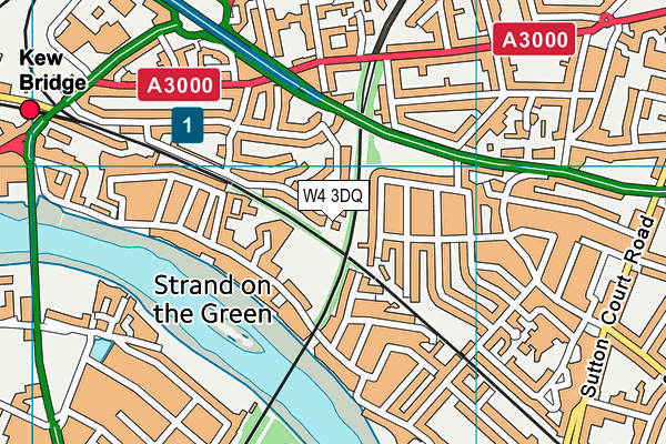 W4 3DQ map - OS VectorMap District (Ordnance Survey)