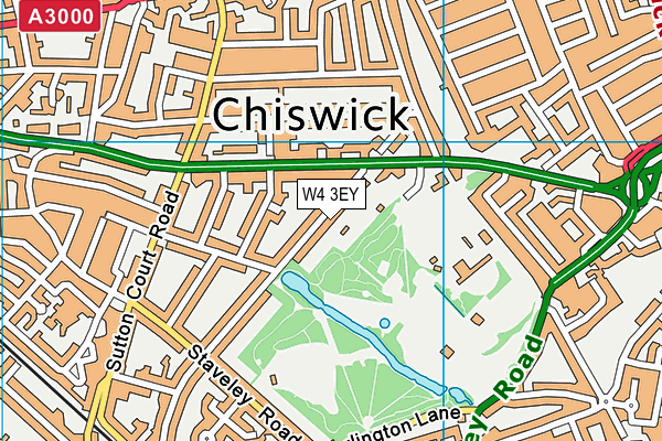 W4 3EY map - OS VectorMap District (Ordnance Survey)