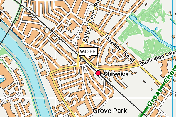 W4 3HR map - OS VectorMap District (Ordnance Survey)