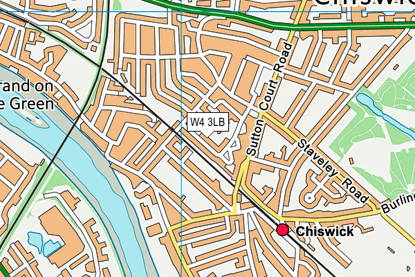 W4 3LB map - OS VectorMap District (Ordnance Survey)