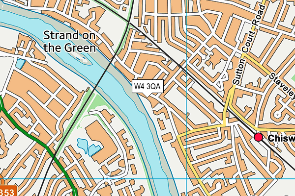 W4 3QA map - OS VectorMap District (Ordnance Survey)