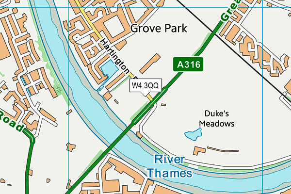 University Of Westminster (River Pitches) map (W4 3QQ) - OS VectorMap District (Ordnance Survey)