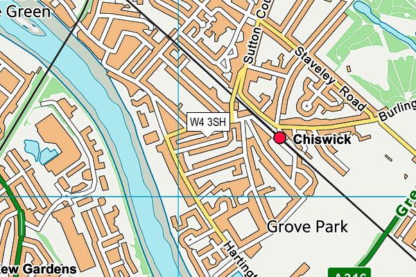 W4 3SH map - OS VectorMap District (Ordnance Survey)