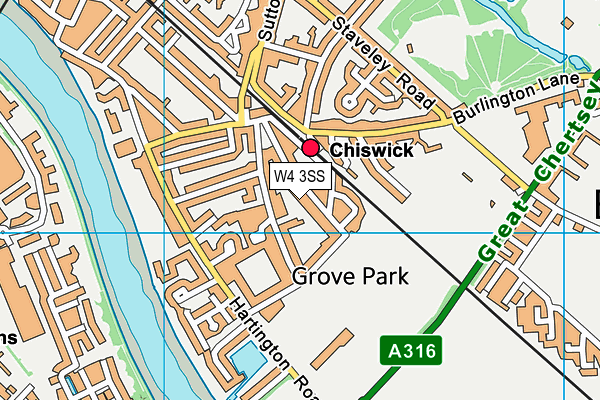 W4 3SS map - OS VectorMap District (Ordnance Survey)