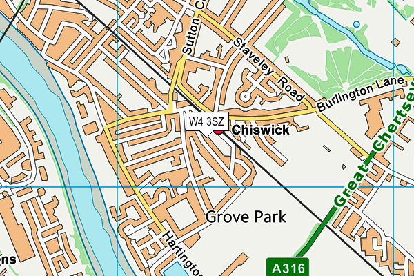 W4 3SZ map - OS VectorMap District (Ordnance Survey)