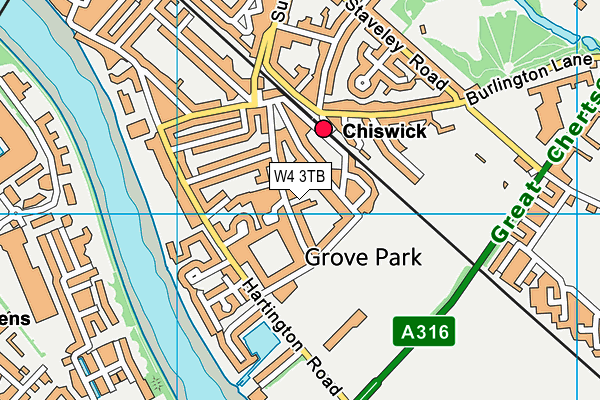 W4 3TB map - OS VectorMap District (Ordnance Survey)