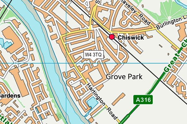 W4 3TQ map - OS VectorMap District (Ordnance Survey)