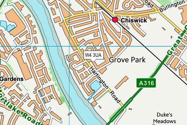 W4 3UA map - OS VectorMap District (Ordnance Survey)