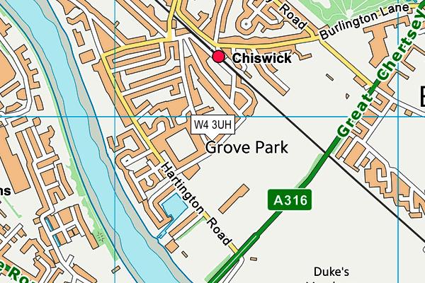 Roko Health Club (Chiswick Bridge) map (W4 3UH) - OS VectorMap District (Ordnance Survey)