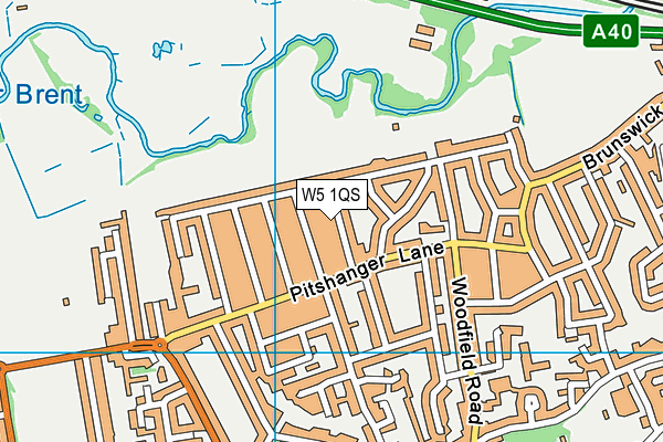 W5 1QS map - OS VectorMap District (Ordnance Survey)