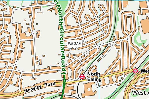 W5 3AE map - OS VectorMap District (Ordnance Survey)