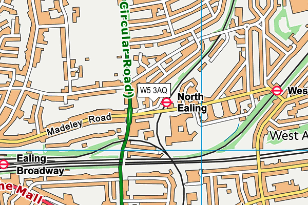 W5 3AQ map - OS VectorMap District (Ordnance Survey)