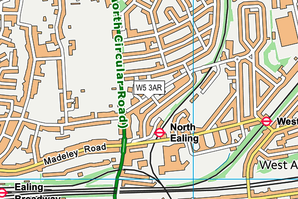 W5 3AR map - OS VectorMap District (Ordnance Survey)