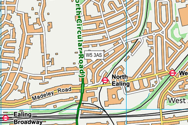 W5 3AS map - OS VectorMap District (Ordnance Survey)