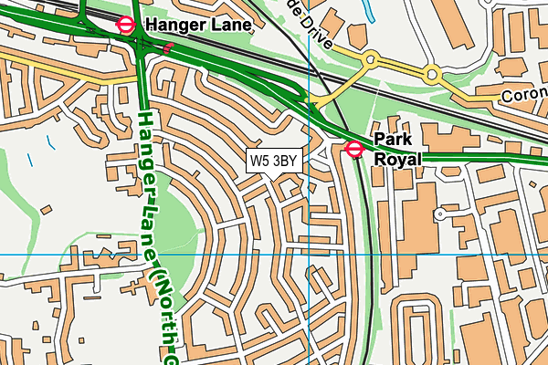 W5 3BY map - OS VectorMap District (Ordnance Survey)