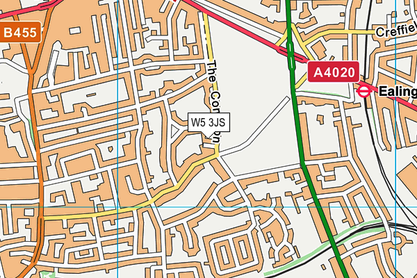 W5 3JS map - OS VectorMap District (Ordnance Survey)