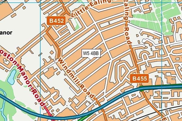 W5 4BB map - OS VectorMap District (Ordnance Survey)