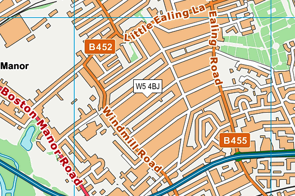 W5 4BJ map - OS VectorMap District (Ordnance Survey)
