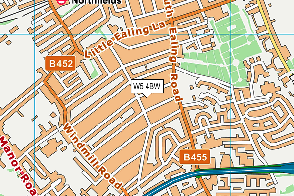 W5 4BW map - OS VectorMap District (Ordnance Survey)