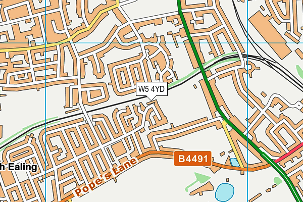 W5 4YD map - OS VectorMap District (Ordnance Survey)