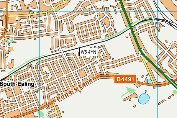 W5 4YN map - OS VectorMap District (Ordnance Survey)
