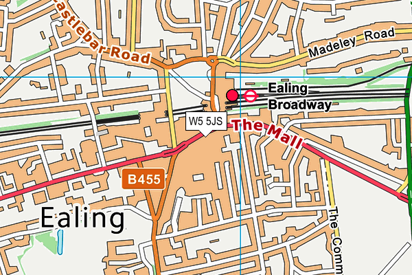 W5 5JS map - OS VectorMap District (Ordnance Survey)