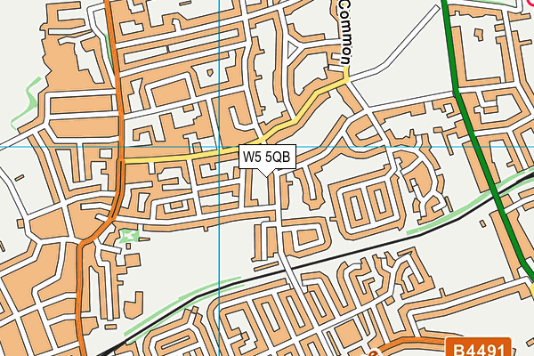 W5 5QB map - OS VectorMap District (Ordnance Survey)