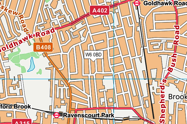 W6 0BD map - OS VectorMap District (Ordnance Survey)