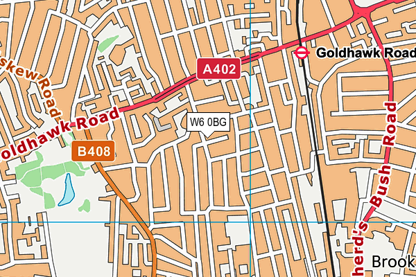 W6 0BG map - OS VectorMap District (Ordnance Survey)