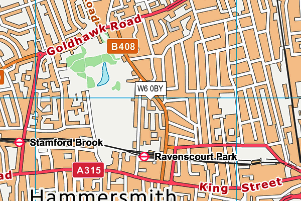 W6 0BY map - OS VectorMap District (Ordnance Survey)