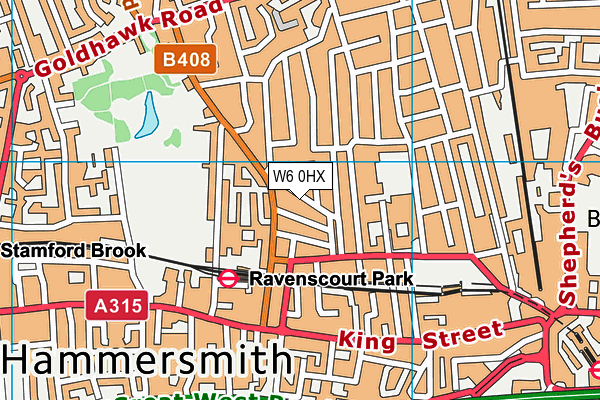 W6 0HX map - OS VectorMap District (Ordnance Survey)