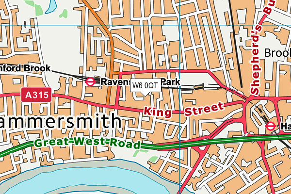 W6 0QT map - OS VectorMap District (Ordnance Survey)