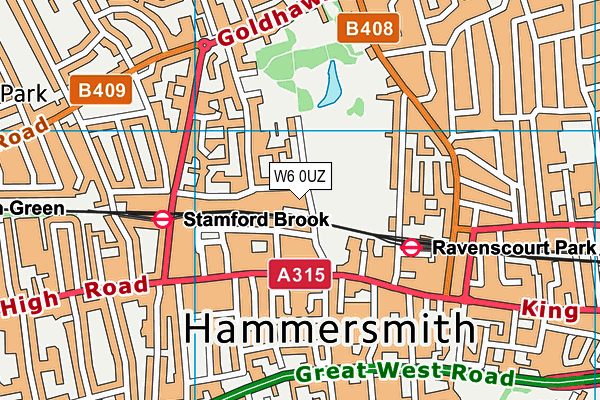 W6 0UZ map - OS VectorMap District (Ordnance Survey)