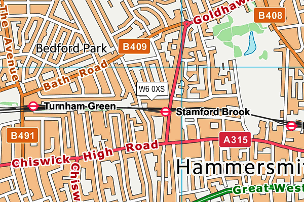 W6 0XS map - OS VectorMap District (Ordnance Survey)