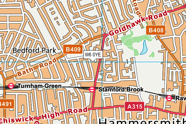 W6 0YE map - OS VectorMap District (Ordnance Survey)