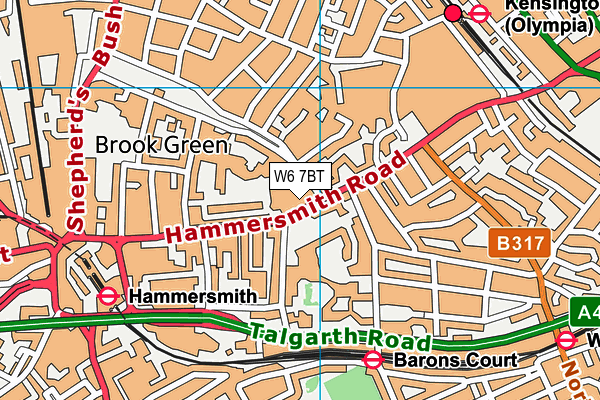 W6 7BT map - OS VectorMap District (Ordnance Survey)