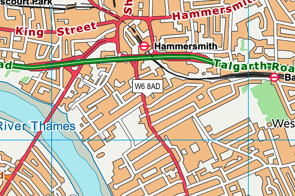 W6 8AD map - OS VectorMap District (Ordnance Survey)